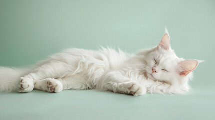 Obraz premium Fluffy White Maine Coon Cat on a Christmas Holiday Present