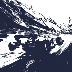 Formula F1 car racing at high speed in motion silhouette vector design