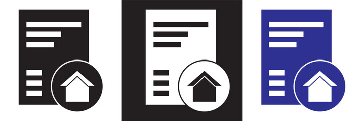 Real estate purchase document icon .  Vector illustration. isolated on white and black background. EPS 10