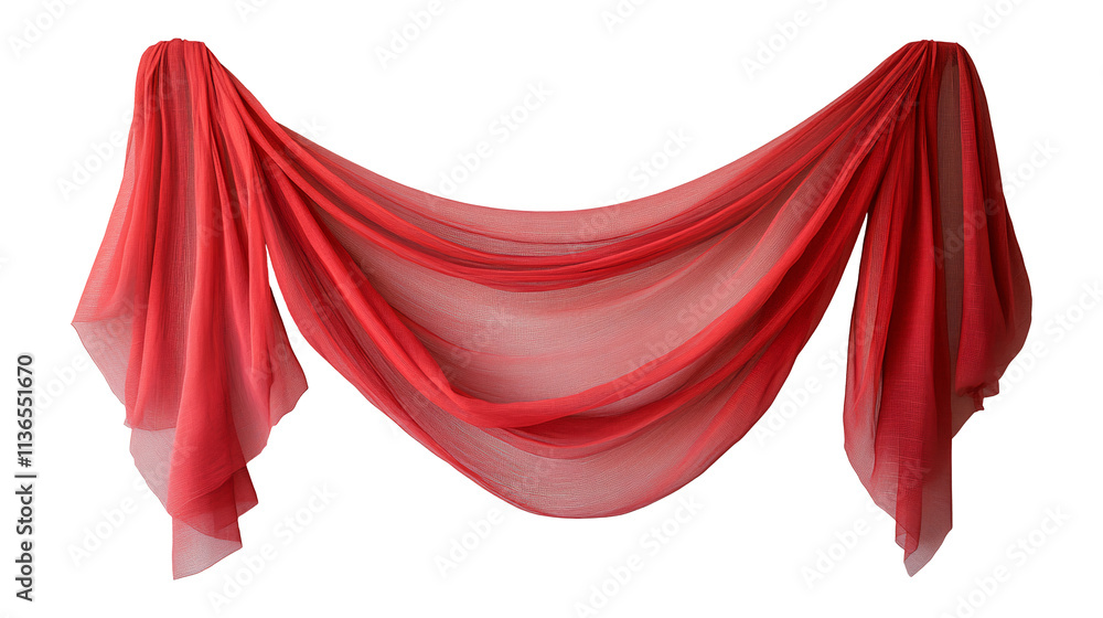 Poster floating red fabric isolated on transparent background. design element, abstract background. generat