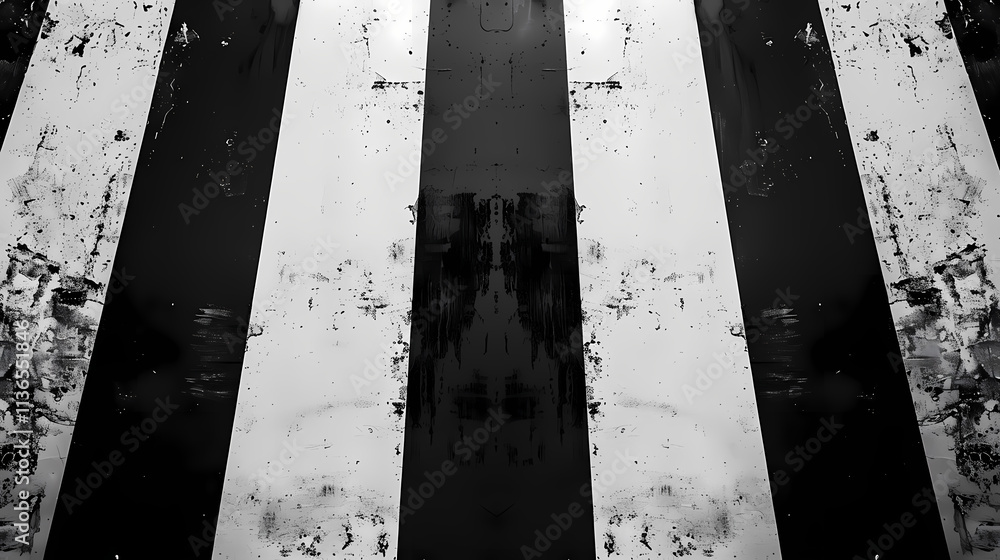 Poster stripes of abstract: black and white stripes converge in a mesmerizing abstract pattern, creating an