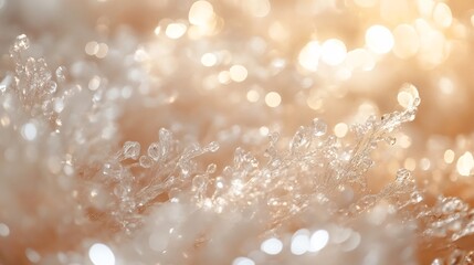 Fototapeta premium Blurred Beige Background with Shimmering Bokeh Lights in Elegant Minimalistic Style