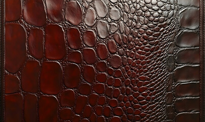 Luxurious dark brown crocodile embossed leather texture.  Perfect for backgrounds, fashion, and design projects.