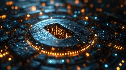 Abstract digital structure with glowing elements