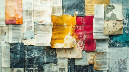 Fototapeta premium Colorful Collage of Newsprint and Magazine Clippings as Abstract Grunge Background Texture