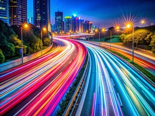 Fototapeta premium Macro Highway Light Trails: Speed, Motion, Digital Marketing Photography