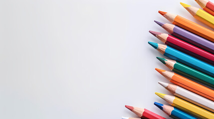 Colorful Pencils Frame: A vibrant collection of colored pencils arranged artfully on a light background, creating a cheerful and creative frame. Perfect for back-to-school, art projects.
