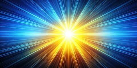 Obraz premium Abstract Radiating Light Burst Dynamic Blue and Gold Energy Beams Converging at a Bright Center