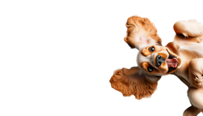 Closeup of a joyful dog with floppy ears, isolated on a white background. Perfect for concepts related to playfulness, pets, and happiness. Ai generative.