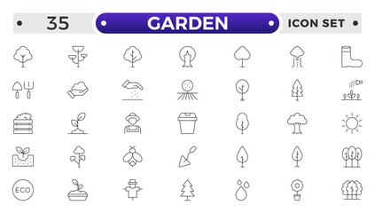 Set of garden icons. Growing seedlings plant shoots. Agriculture and gardener. Biotechnology plants. Sowing seeds.