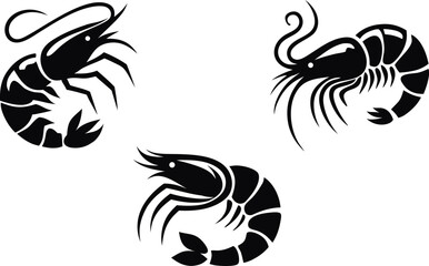 vector illustration of shrimp silhouette