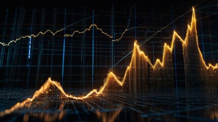 Glowing upward trend graph showcases exponential growth and success. A symbol of progress and prosperity, visually appealing with a dark background