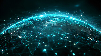 Naklejka premium Futuristic abstract 5G network concept symbolizing superfast connectivity and seamless communication. Generative AI