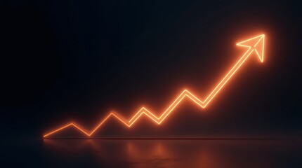 Glowing upward trend graph showcases exponential growth and success. A symbol of progress and prosperity, visually appealing with a dark background