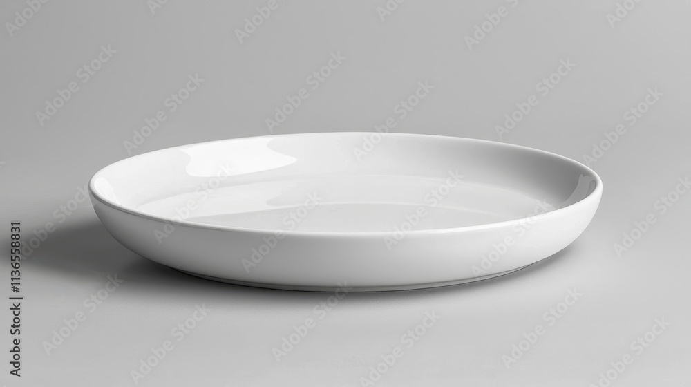 Poster plain white plate with smooth surface, ideal for serving food or displaying items. its minimalist de