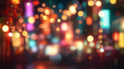 Chinese lunar new year celebration. China town defocused background, Mid Autumn festival with colorful lights