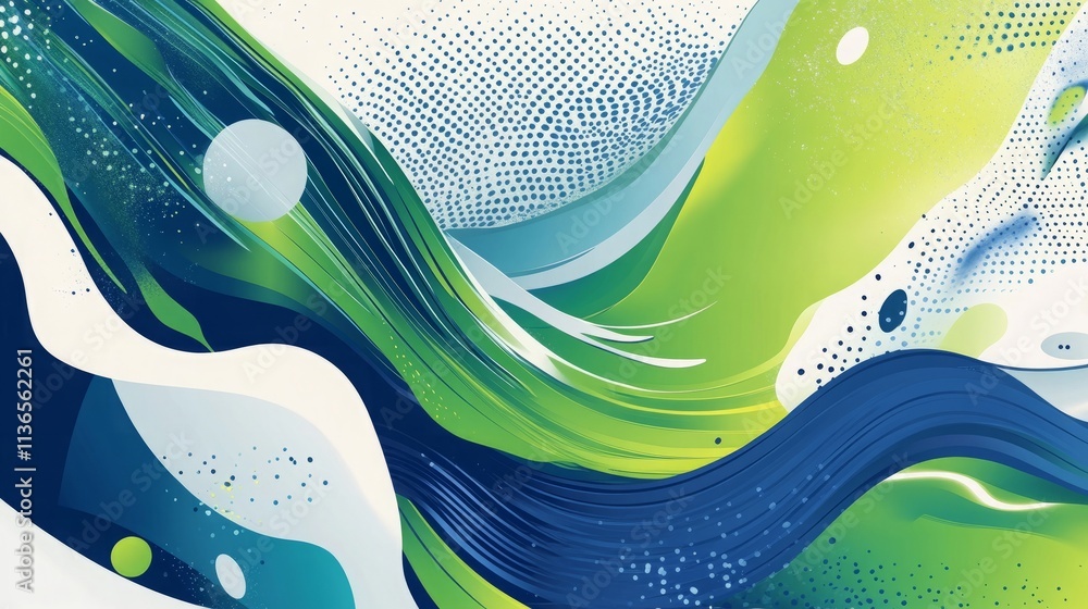 Poster generate a banner for a global sports event with an abstract background of swirling waves and geomet