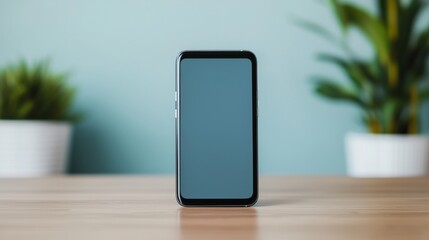 Modern Smartphone on Wooden Table in Home Setting