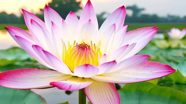 Timelapse video reveals a blooming lotus pond texture featuring serene pinks and whites with elegant, layered patterns