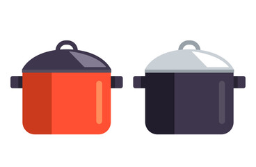 Kitchen pots isolated set concept