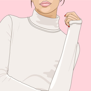 Woman in Cozy Turtleneck Sweater 