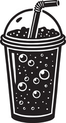 Cold drink glass silhouette vector illustration isolated on a white background