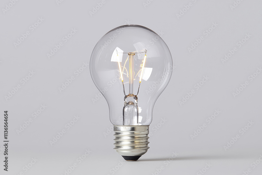 Poster shiny light bulb with visible filament, showcasing its elegant design and functionality. perfect for