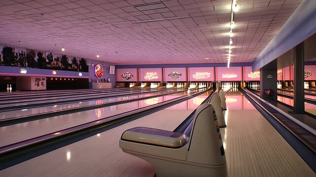 Retro Bowling Night with Vintage Decor and Neon Lights