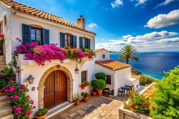 Fototapeta premium Mediterranean House Photography: Sun-Drenched Villas & Coastal Architecture