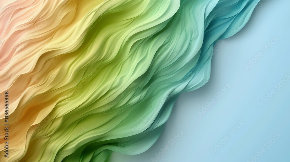 Poster abstract wave patterns in soft pastel hues create a serene and harmonious atmosphere, blending warm 