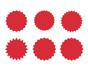 set of red and white labels