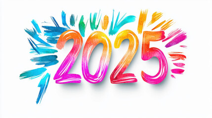 Colorful artistic representation of the year 2025 celebrating new beginnings.