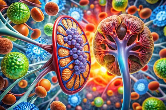 Microscopic Kidney Architecture: From Organ to Nephron - High-Resolution Medical Illustration