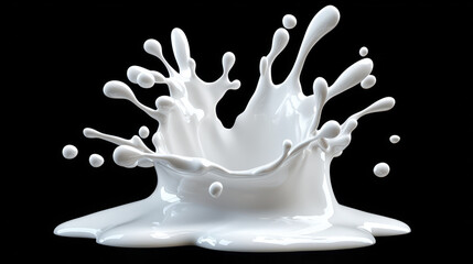 Obraz premium dynamic splash of white liquid creates eye catching visual effect, showcasing fluid motion and texture against black background