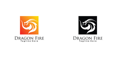 Obraz premium Dragon fire logo design with unique concept premium vector