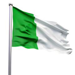 The Nigeria flag waves with elegance, displaying the distinct green, white, green vertical stripes