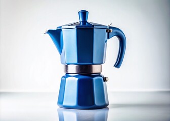 Minimalist Blue Moka Pot Photography: Design Element, Coffee Maker, Kitchenware, Still Life
