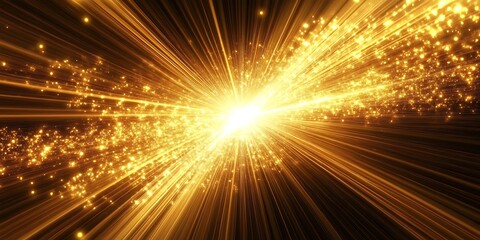 Golden Light Burst with Glowing Particles, Abstract, Background, Design, Rays ,golden light, sparkle, Generative Ai