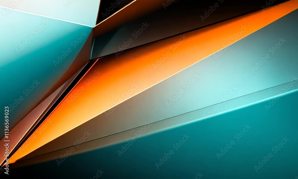 Poster abstract geometric background with teal and orange hues. animation looping video background. generat