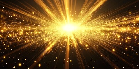 Golden Light Burst with Glowing Particles, Abstract, Background, Design, Rays ,golden light, sparkle, Generative Ai