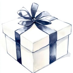 A beautifully wrapped gift box with a dark ribbon, symbolizing celebration and surprise, perfect for any special occasion.