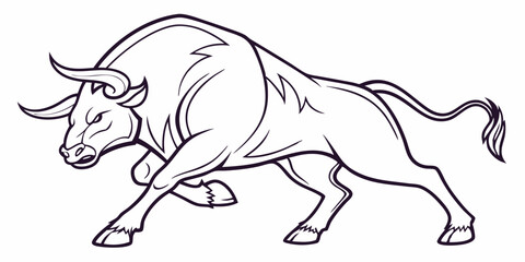Obraz premium Vector Bull Line Art, isolated white background
