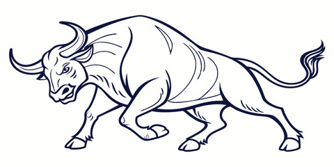 Fototapeta premium Vector Bull Line Art, isolated white background