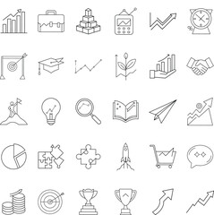 Business Growth Strategy Icons Success, Planning, Achievement, Progress