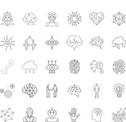 AI Technology Icons Cloud Computing, Neural Networks, Biometrics, and More