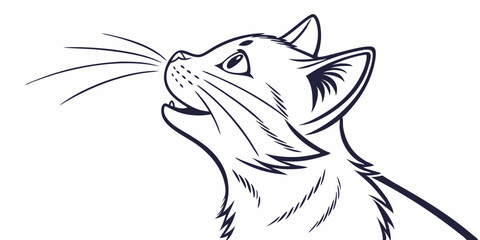 Obraz premium Vector Cat Line Art, isolated white background