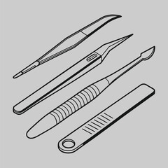 pathological tools line art silhouette design art and illustration