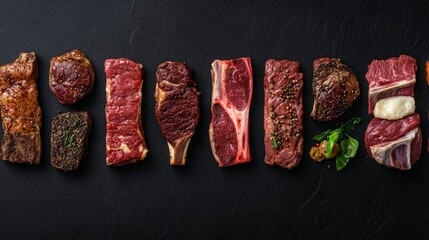 Illustrate a banner with a meat photo collage that showcases different types of meat, such as chops, ribs, and steaks. 
