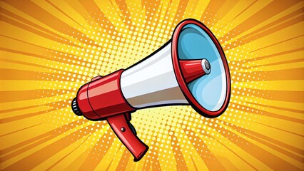 Minimalist Pop Art Megaphone Banner Design Stock Illustration