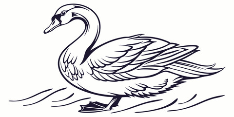 Obraz premium Vector Duck Line Art, isolated white background